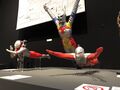 Flying Jet Jaguar prop alongside Ultraman and Ultraseven on display at the Hideaki Anno Exhibition