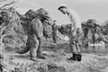 The Minilla suit on set for Son of Godzilla