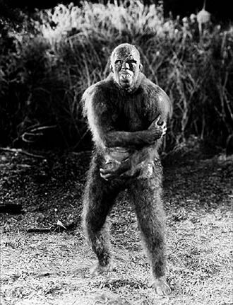 The apeman in a promotional still for The Lost World