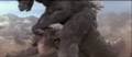 "Godzilla" grabs Anguirus by the mouth