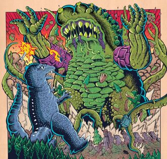 Zoospora attacks Gorosaurus in Godzilla: War for Humanity #1