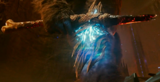 Kong holding his battle axe in Godzilla vs. Kong
