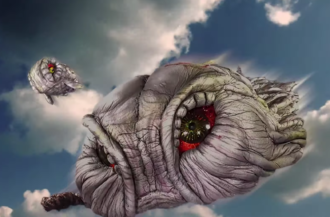 Grandpa Hedo and Young Hedo in "Fly, Godzilla-kun!"