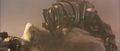 Kiryu, once again possessed by the first Godzilla's spirit, grabs the weakened Godzilla