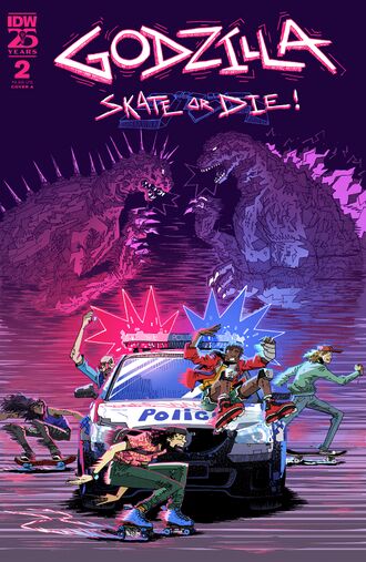 Cover A of Godzilla: Skate or Die #2 by Louie Joyce