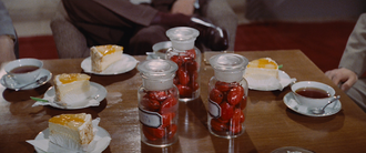 Jars of Farolacton fruit in the lobby of Pacific Pharmaceutical