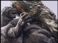 Hedorah dives on Godzilla