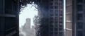 A hole through a building