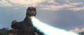 Godzilla fires his atomic breath in All Monsters Attack