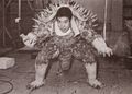 Hiroshi Sekita tries on the under-construction Anguirus suit.