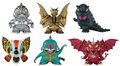 Godzilla, Mechagodzilla, Mothra, King Ghidorah, Gigan, Destoroyah chibi figures