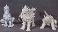 Unpainted concept maquettes of Varan, Anguirus, and Baragon for Godzilla X Varan, Baragon and Anguirus: Giant Monsters All-Out Attack