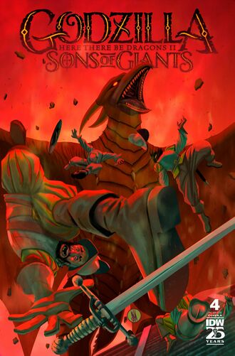 Cover A of Godzilla: Here There Be Dragons II - Sons of Giants #4 by Inaki Miranda