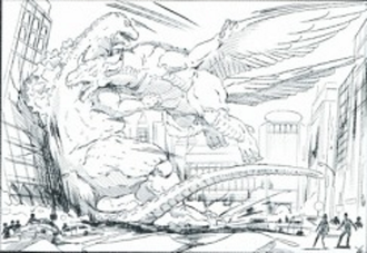 Concept art for Micro Super Battle: Godzilla vs. Gigamoth