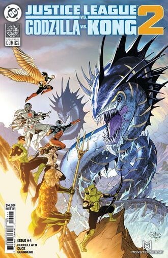 Main Cover of Justice League vs. Godzilla vs. Kong 4 #4 by Christian Duce and Luis Guerrero