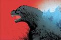 Godzilla charging his atomic breath