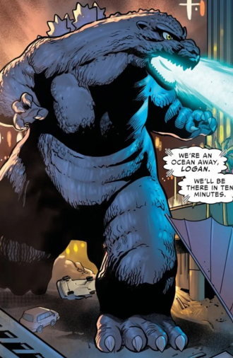 Godzilla in Godzilla Destroys the Marvel Universe
