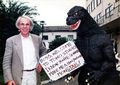 Jan de Bont with Godzilla suit