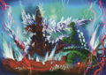 Art for Revenge of SpaceGodzilla created by Yo★Nakano for the 15th volume of Godzilla and Toho Tokusatsu Official Mook, long after the proposal's abandonment