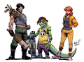 Casey Jones, Mondo Gecko, and April O'Neil concept art by Fero Pe