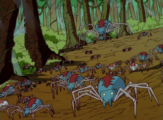 A swarm of Giant Mutant Widow Spiders in Godzilla: The Series