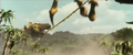 Godzilla hoists Kumonga with its own web