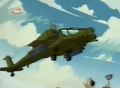 Major Hicks' AH-64 Apache landing in the Godzilla: The Series episode, New Family: Part 2