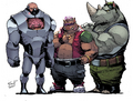 Krang (unused design)[3], Bebop, and Rocksteady concept art by Fero Pe and Luiz Zavala