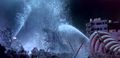 The larvae cover Godzilla in silk