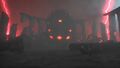 Temple of Destoroyah enshrouded in smoke