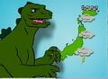 Godzilla as a weather reporter in ToonFM: Live from Tokyo