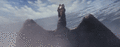 Rodan creates gusts of wind to deter Godzilla in Ghidorah, the Three-Headed Monster