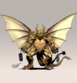 King Ghidorah x Michelangelo concept art by Fero Pe