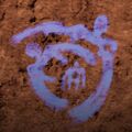 A cave painting representing Kong's mother and father protecting him