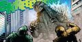Godzilla faces off against the Gargantuas
