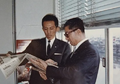 Hidemasa Nagata (right) talks with Ken Nakajima