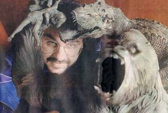 Peter Jackson with a maquette made for the film