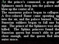 The excerpt describing the battle between the Sunerians, Godzillas, and Sphinxes