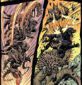 Keizer Ghidorah transforms into Monster X in Godzilla: Rage Across Time #5