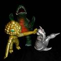 Garasharp toy alongside Gamera and Marukobukarappa toys