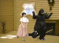 Godzilla dancing with his sister