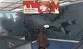 Godzilla passing by Piper Simmons in the TruComm office building