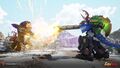 R.O.J.A.K. attacks Balzarr with Dragon Breath