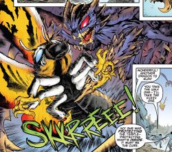 Mothra fighting Megaguirus in Godzilla: Rage Across Time