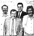 From left: film dubbers Chris Hilton, Warren Rooke, Hal Archer, and Bill Yim in 1990