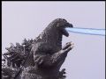 Godzilla fires his ray at Hedorah