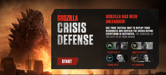 Godzilla: Crisis Defense's title screen