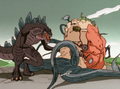 Godzilla fighting the Techno-Sentient