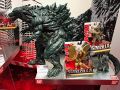 Mega Godzilla alongside Bandai America's King Ghidorah, King Caesar, and Godzilla 1954 classic Godzilla figures at Toy Fair 2019