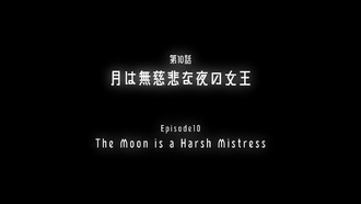 Television title card for "The Moon is a Harsh Mistress"
